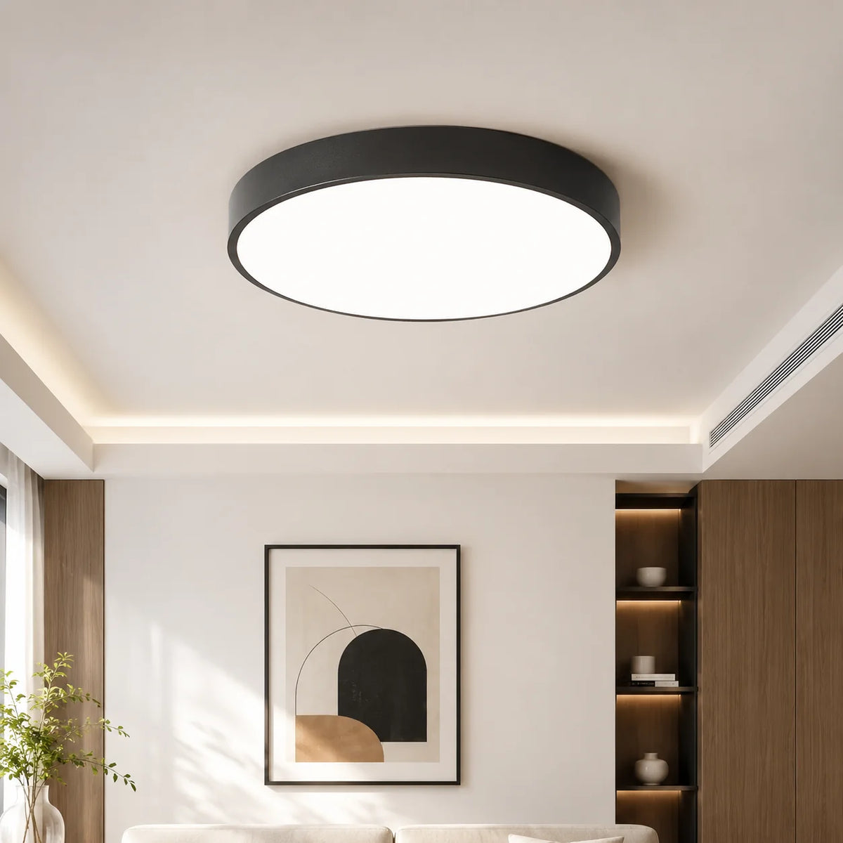 Flush Mount Ceiling Light Wood Ring Integrated LED