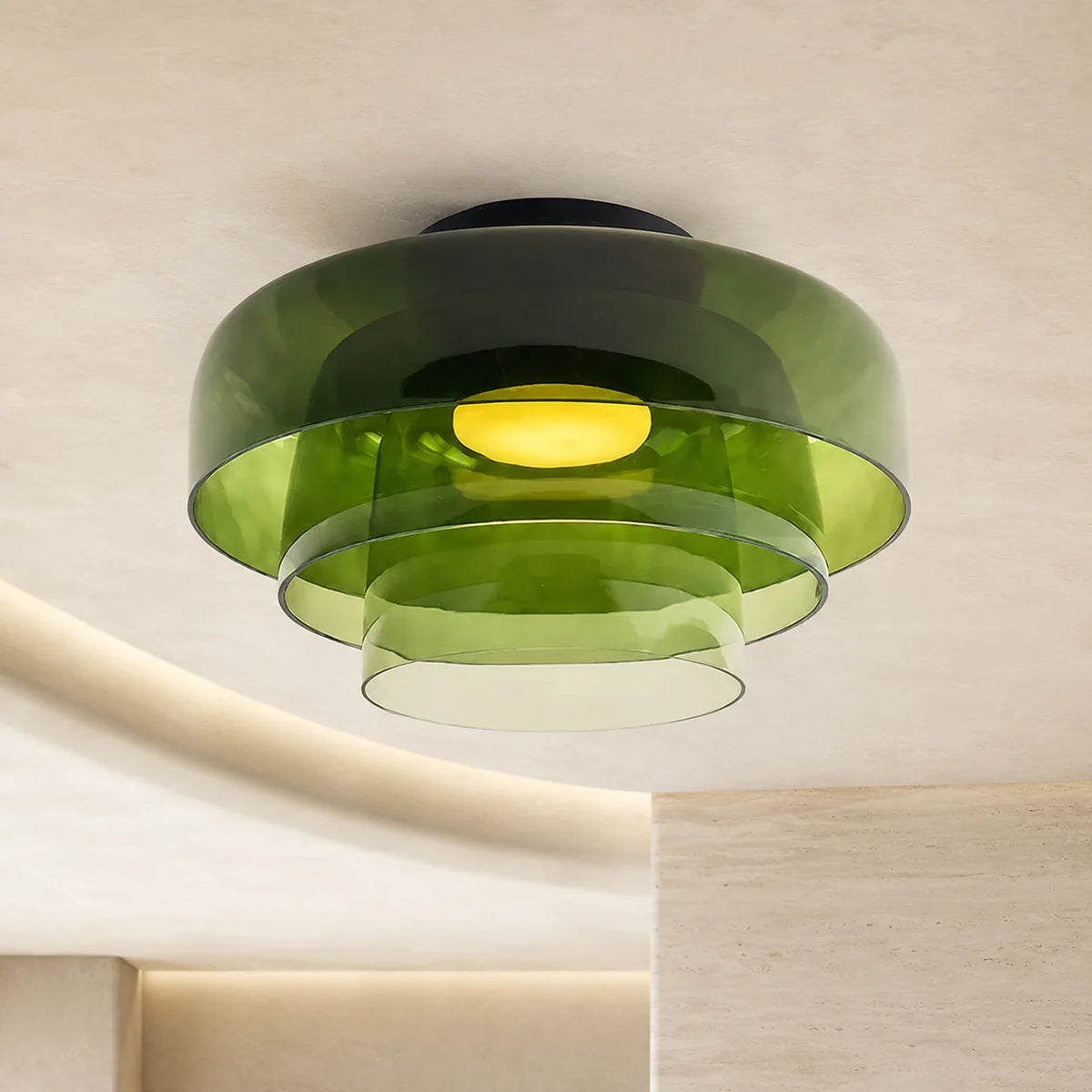 Flushmount Ceiling Light Layered Glass Adjustable Color Temp