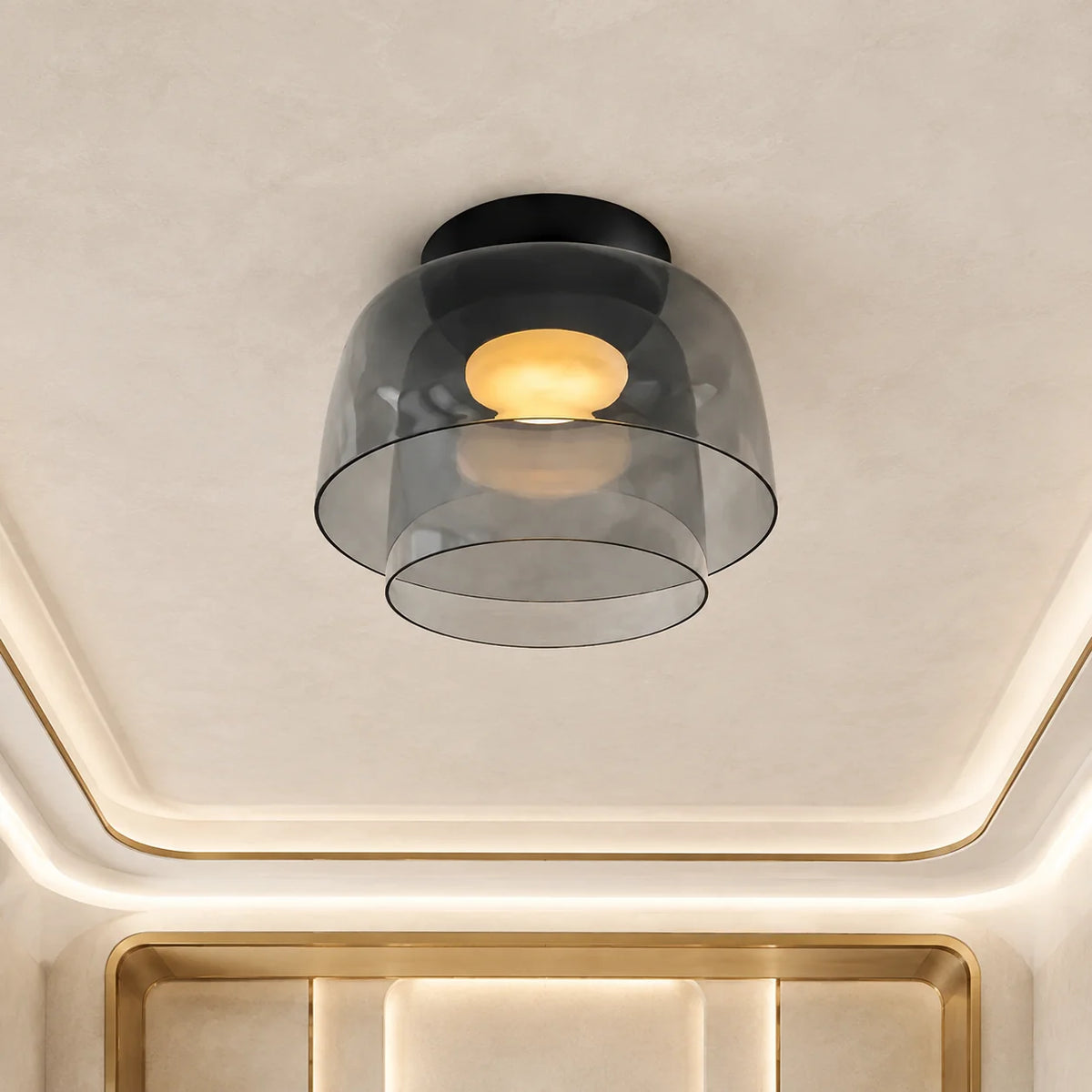 Flushmount Ceiling Light Layered Glass Adjustable Color Temp