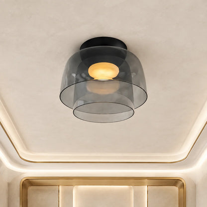 Flushmount Ceiling Light Layered Glass Adjustable Color Temp