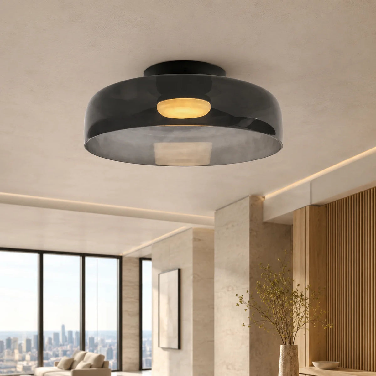 Flushmount Ceiling Light Layered Glass Adjustable Color Temp