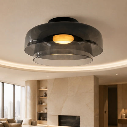 Flushmount Ceiling Light Layered Glass Adjustable Color Temp