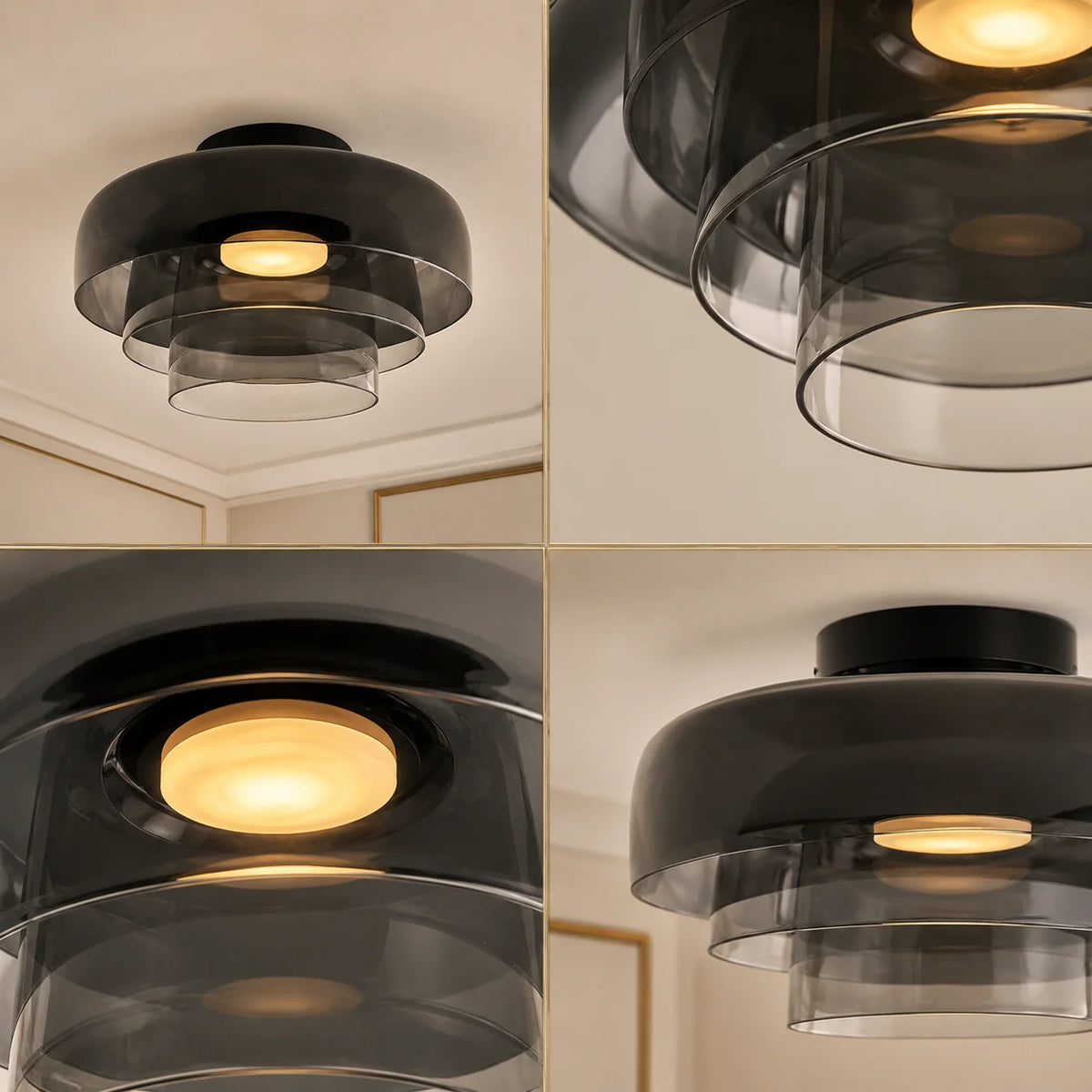 Flushmount Ceiling Light Layered Glass Adjustable Color Temp