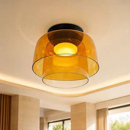 Flushmount Ceiling Light Layered Glass Adjustable Color Temp