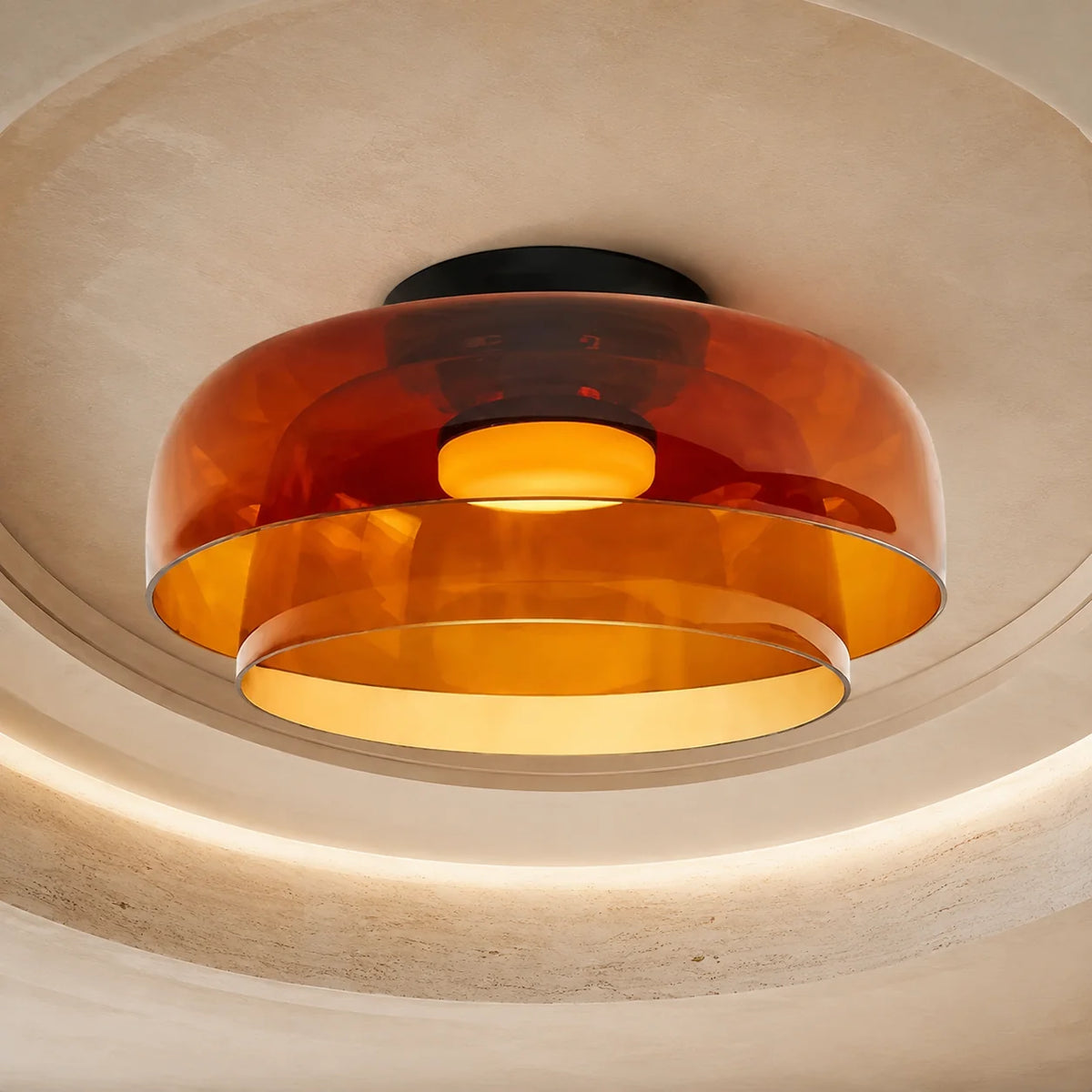 Flushmount Ceiling Light Layered Glass Adjustable Color Temp