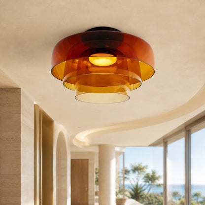 Flushmount Ceiling Light Layered Glass Adjustable Color Temp