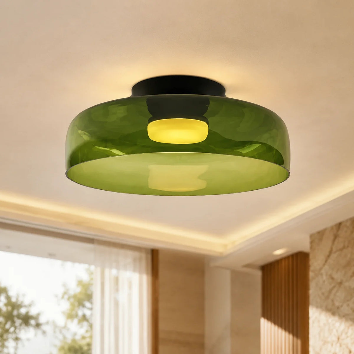 Flushmount Ceiling Light Layered Glass Adjustable Color Temp