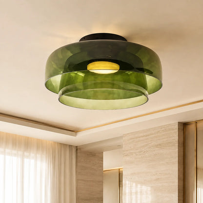 Flushmount Ceiling Light Layered Glass Adjustable Color Temp