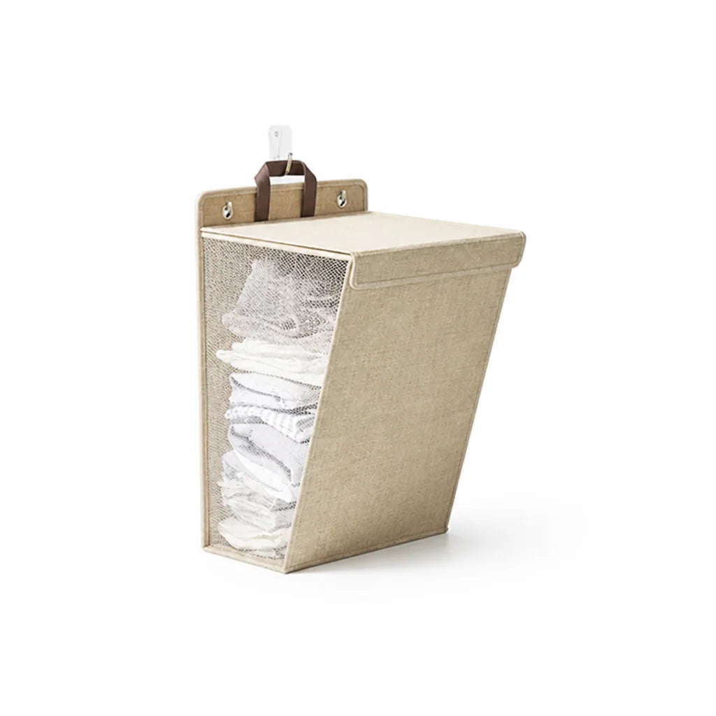 Foldable Breathable Mesh Self-Adhesive Wall-Mounted Laundry Basket