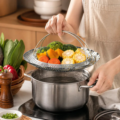 Foldable Expandable Stainless Steel Steamer Basket