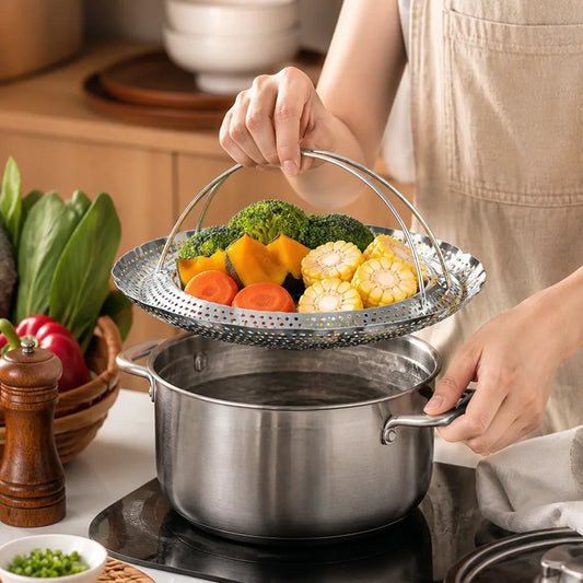 Foldable Expandable Stainless Steel Steamer Basket