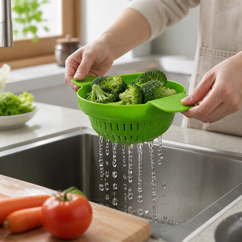 Foldable Food-Grade Silicone Kitchen Strainer (BPA-Free, Dishwasher-Safe)