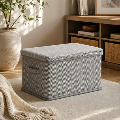 Foldable Storage Box With Lid Collapsible Reinforced Panels