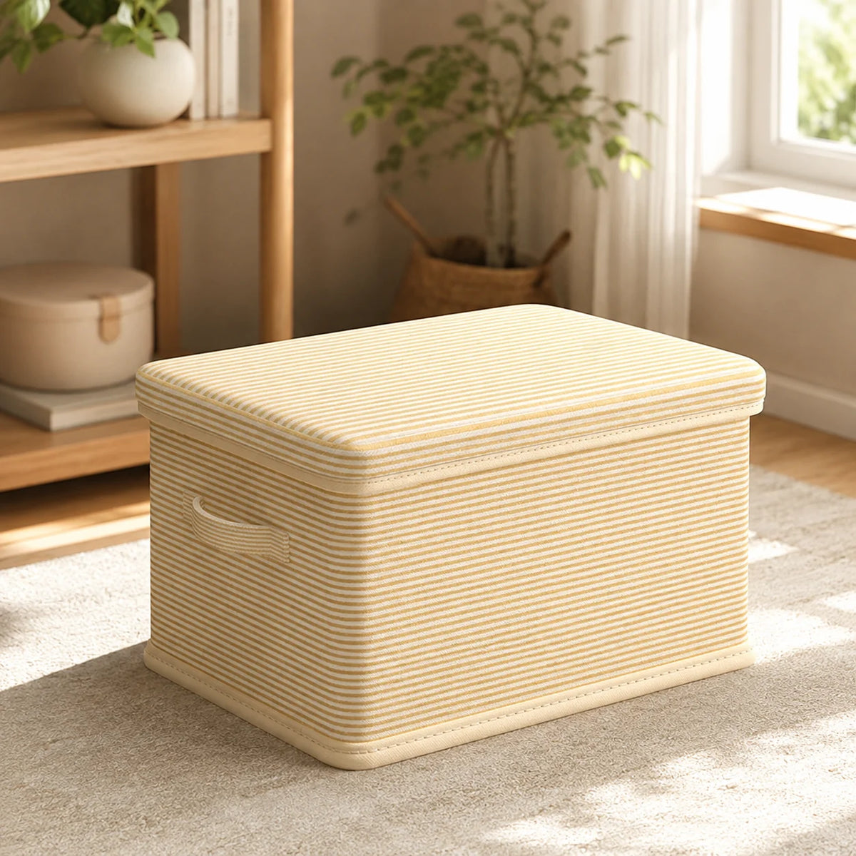 Foldable Storage Box With Lid Collapsible Reinforced Panels