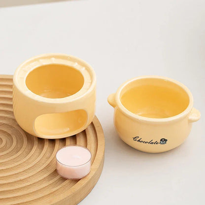Fondue Pot Ceramic Candle-Heated Compact Dip Warmer