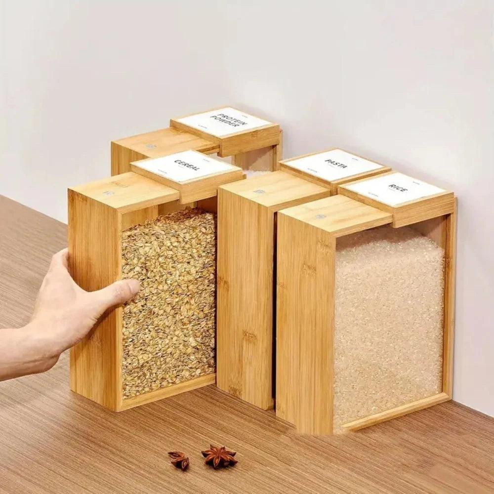 Food Storage Container Clear Sliding Bamboo Lid 101 fl oz