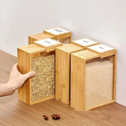 Food Storage Container Clear Sliding Bamboo Lid 101 fl oz