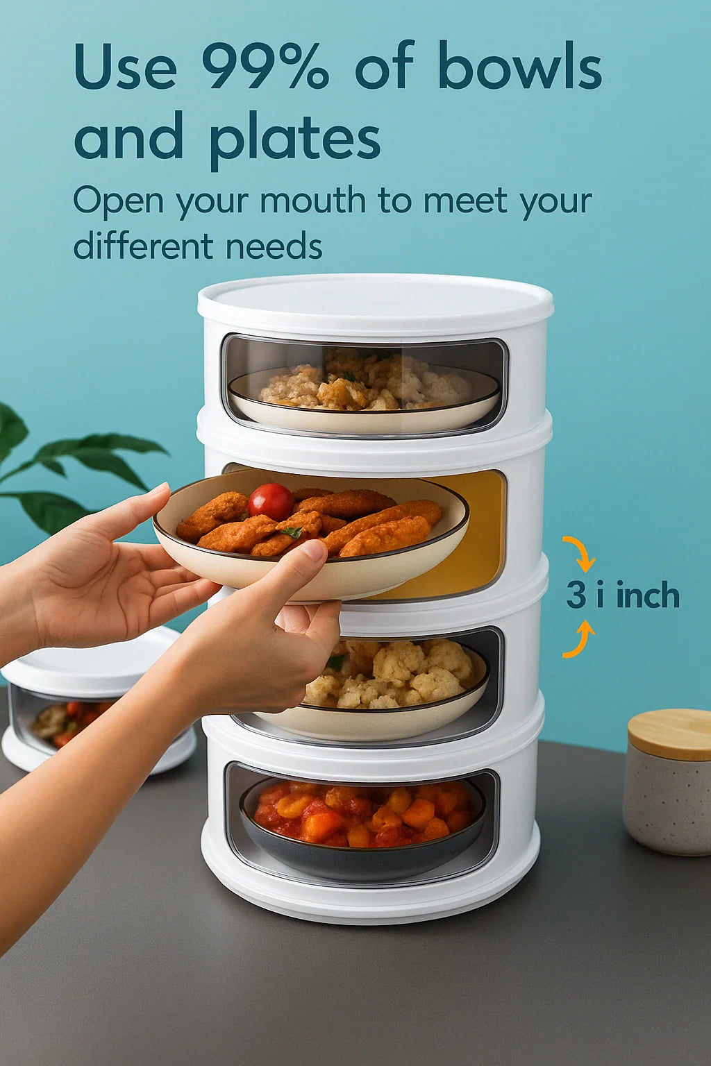 Food Storage Container Stackable Dust-Tight Lid Space-Saving Design