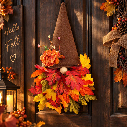 Front Door Wreath Gnome Centerpiece Mesh Burlap 16 Inch