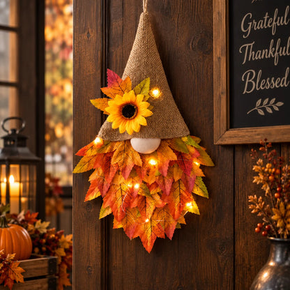Front Door Wreath Gnome Centerpiece Mesh Burlap 16 Inch