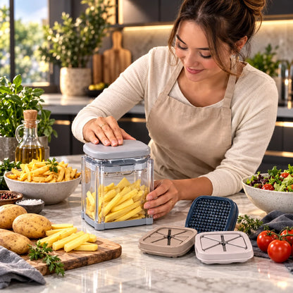 Fry Cutter & Vegetable Chopper 4-in-1 Stainless Steel Blades