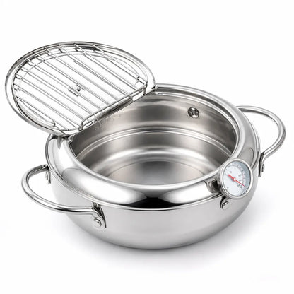 Fryer Pan Stainless Steel Integrated Thermometer & Even Heat