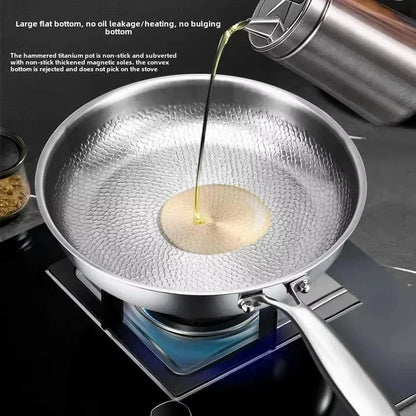 Frying Pan Forged Titanium Hammered Finish & Natural Nonstick
