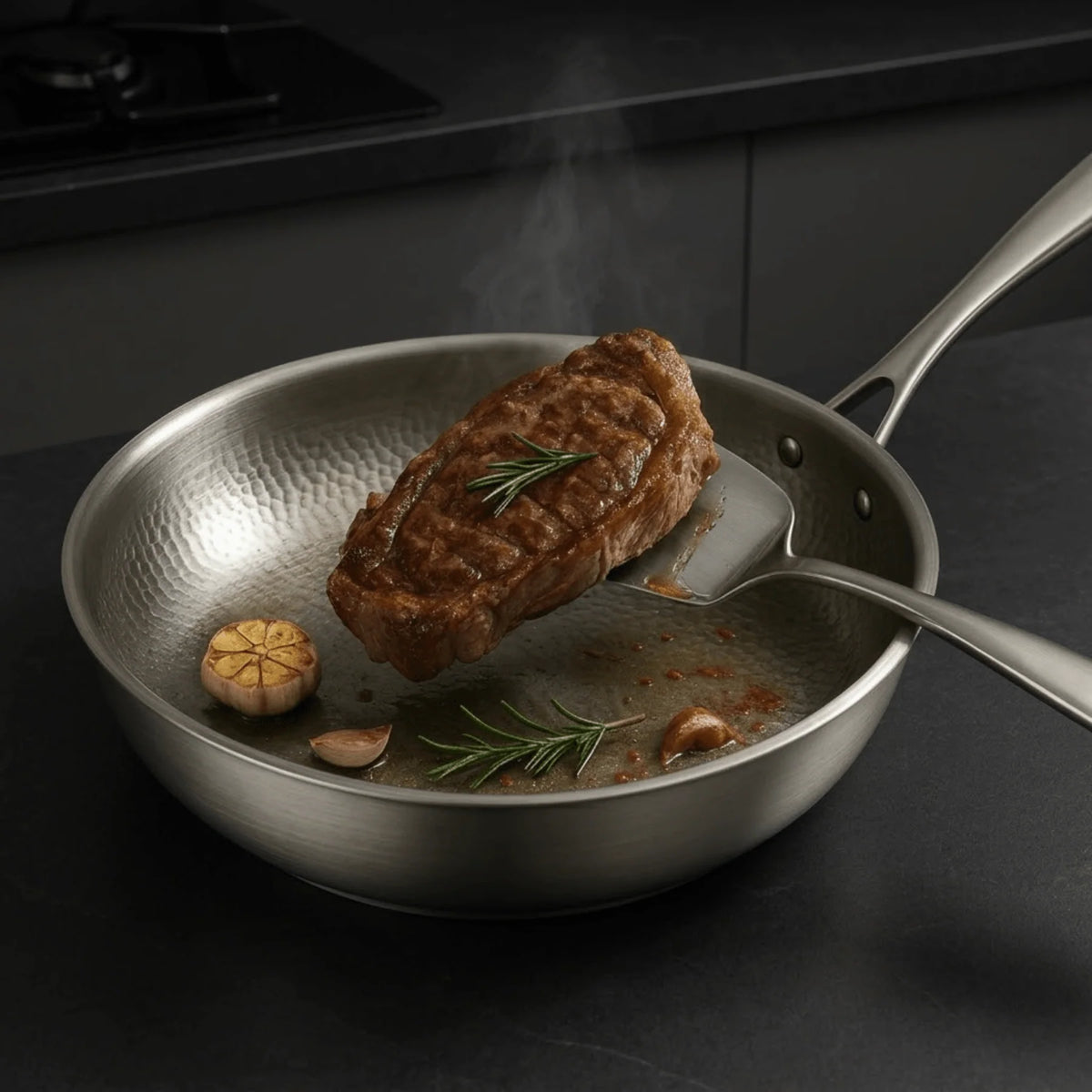 Frying Pan Hammered Titanium Chemical-Free Non-Stick Induction-Compatible
