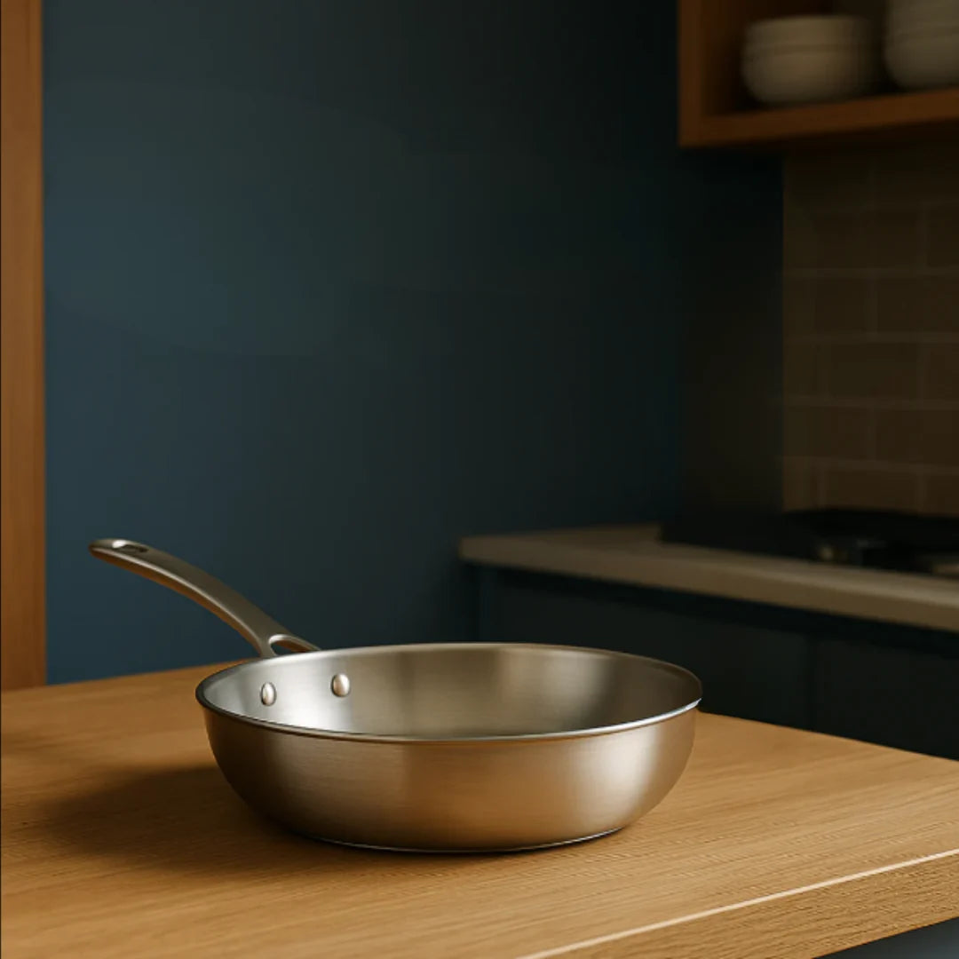 Frying Pan Pure Titanium Hammered Finish Induction Compatible