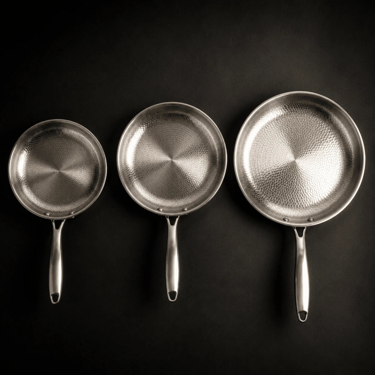 Frying Pan Set Hammered Titanium Natural Non-Stick 3-Piece