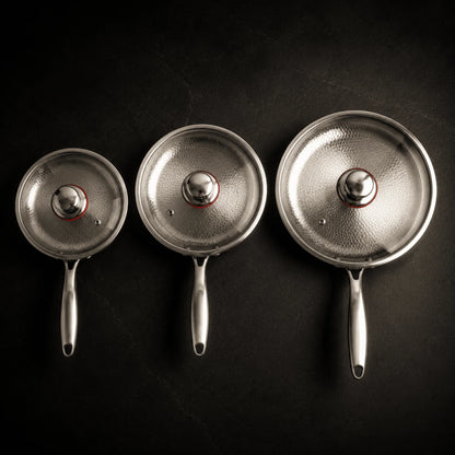 Frying Pan Set Hammered Titanium Natural Non-Stick 3-Piece