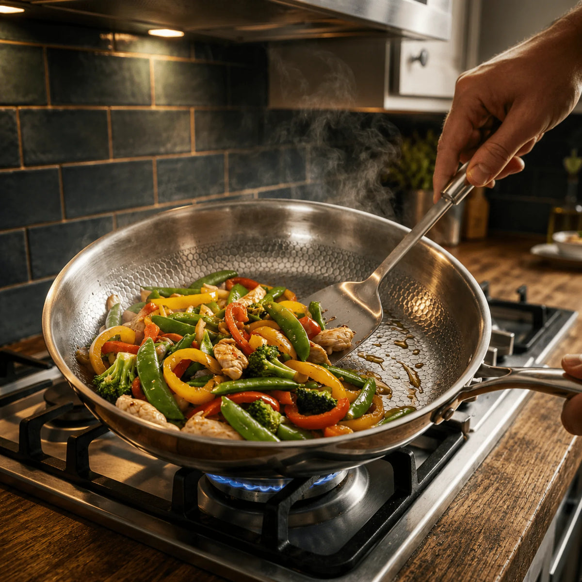 Frying Pan Set Hammered Titanium Natural Non-Stick 3-Piece