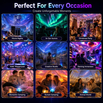 Galaxy Projector Night Light Dynamic Starry & Ocean Effects 360° Gooseneck USB Powered