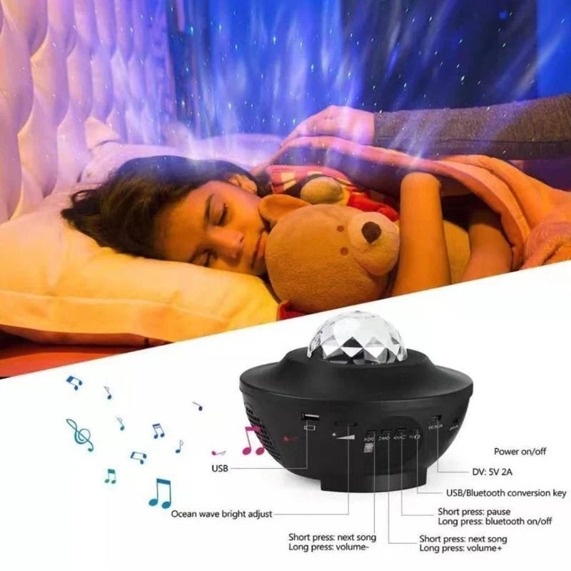 Galaxy Projector Starry Sky Ocean Waves Bluetooth Speaker Remote Control & Timer
