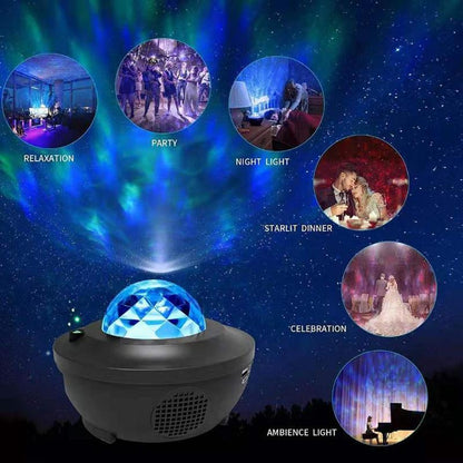 Galaxy Projector Starry Sky Ocean Waves Bluetooth Speaker Remote Control & Timer