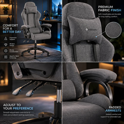 Gaming Chair Ergonomic Breathable Linen Fabric 330 lb Capacity