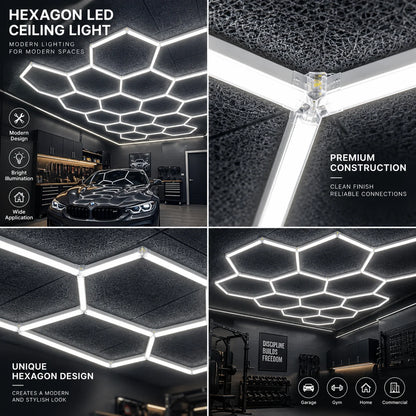 Garage Ceiling Light 14-Panel Hexagon 6000K Daylight