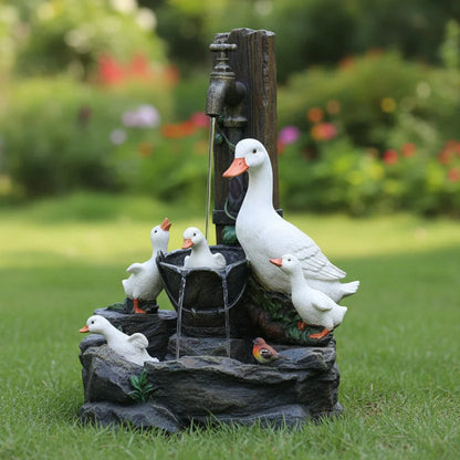 Garden Figurine Duck & Squirrel Weather-Resistant Resin Decor