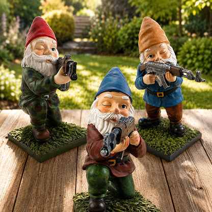 Garden Gnome Camouflage Finish Weather-Resistant Resin