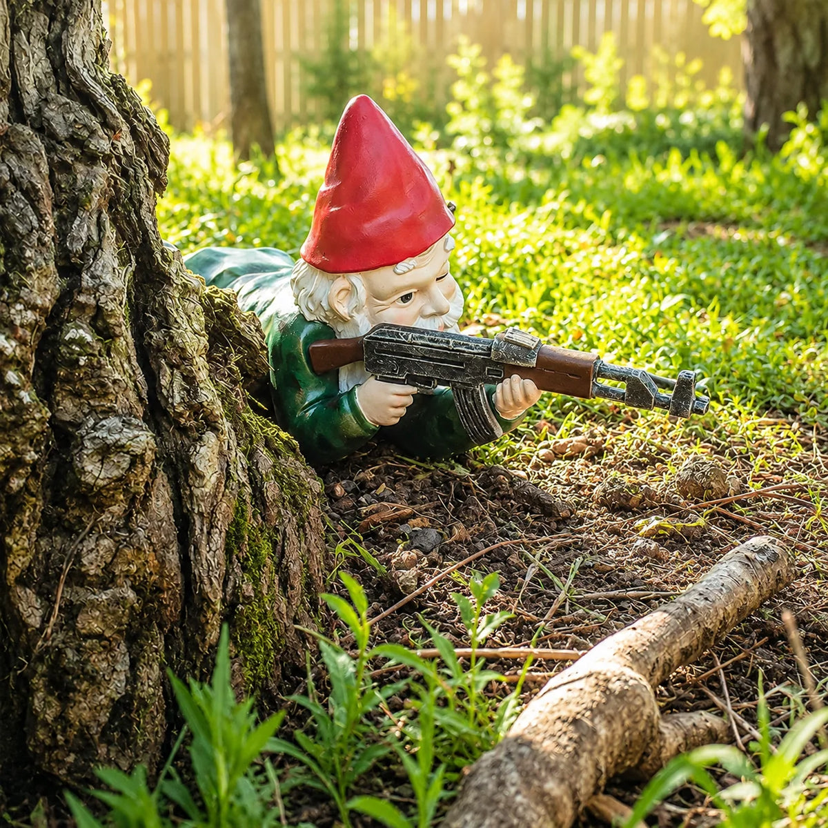 Garden Gnome Camouflage Finish Weather-Resistant Resin