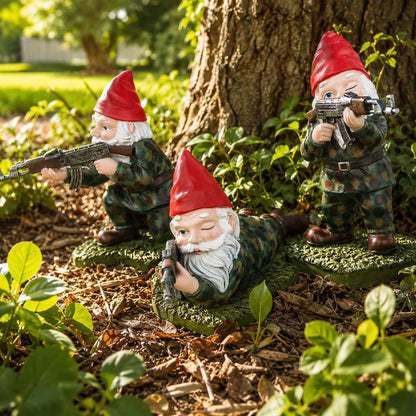 Garden Gnome Camouflage Finish Weather-Resistant Resin
