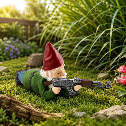 Garden Gnome Camouflage Finish Weather-Resistant Resin