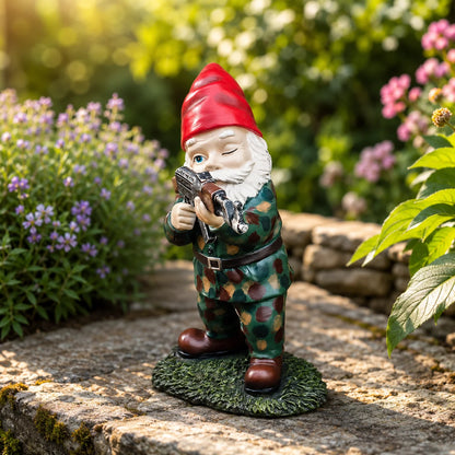 Garden Gnome Camouflage Finish Weather-Resistant Resin