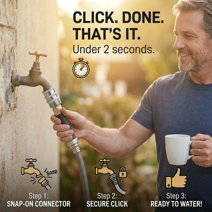 Garden Hose Connectors Stainless Steel Quick-Connect Set of 4