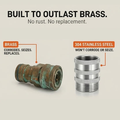 Garden Hose Connectors Stainless Steel Quick-Connect Set of 4