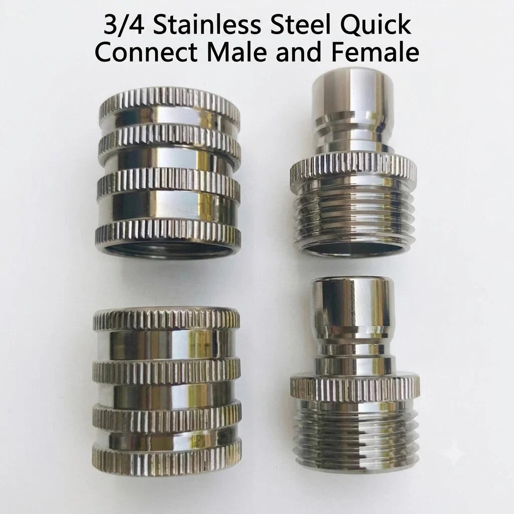 Garden Hose Connectors Stainless Steel Quick-Connect Set of 4