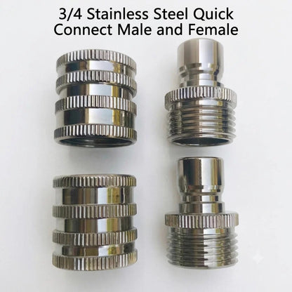 Garden Hose Connectors Stainless Steel Quick-Connect Set of 4