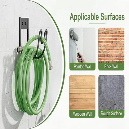 Garden Hose Holder Metal Wall-Mounted Double Hook