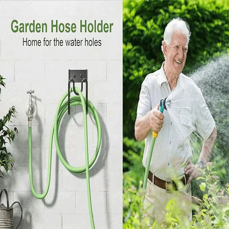 Garden Hose Holder Metal Wall-Mounted Double Hook