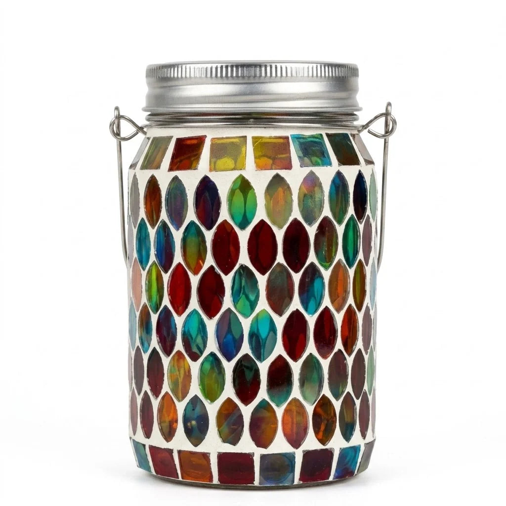 Garden Light Stained Glass Solar-Powered Hanging or Surface-Mount